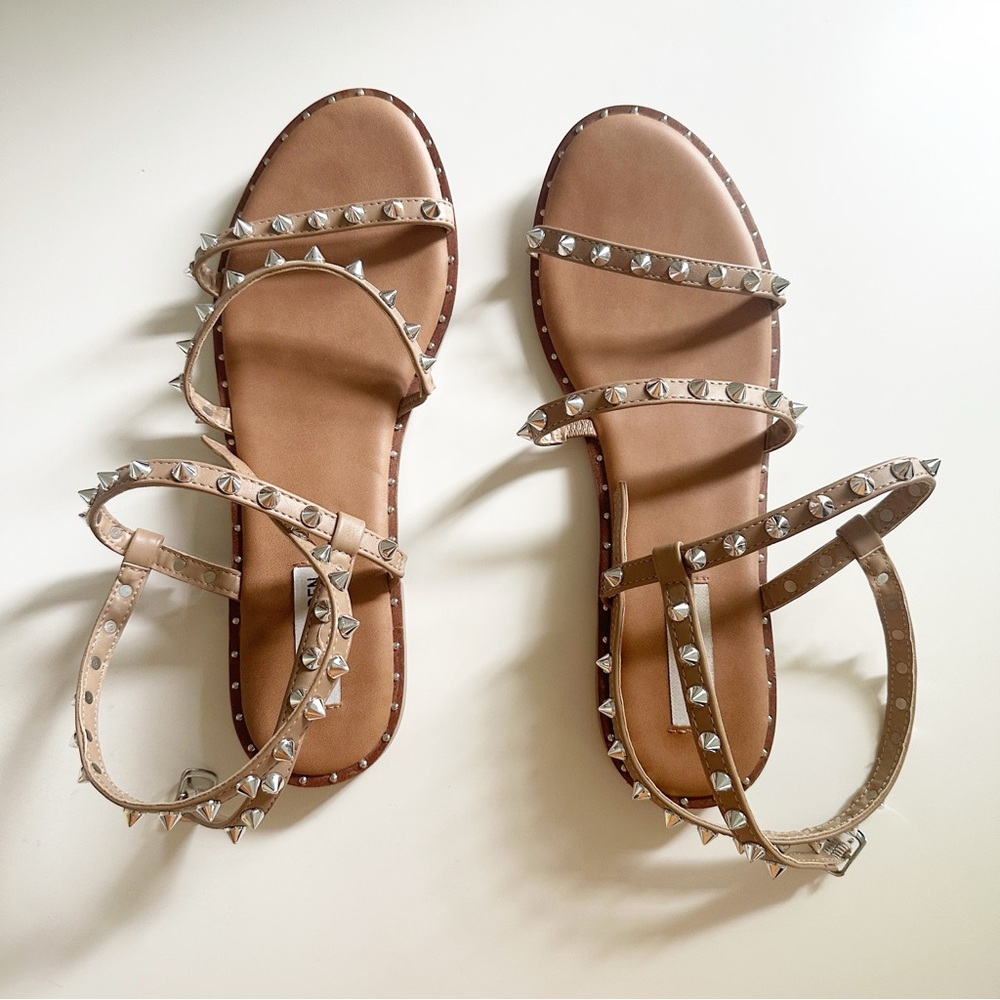 Steve Madden Transport Studded Strappy Gladiator Sandal Tan 10 - Picture 2 of 9